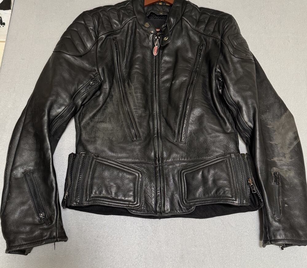 FirstGear by Hein Gericke Men's Black Leather Motorcycle Jacket Size M Pre-Owned
